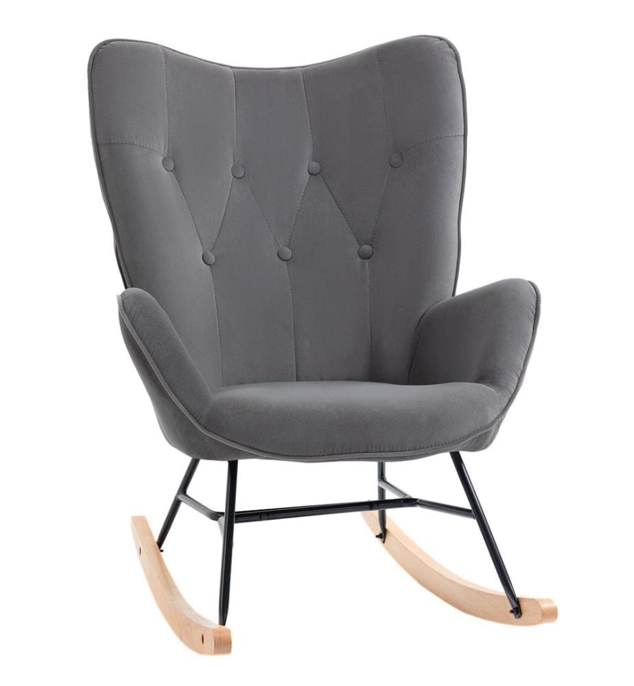 Fauteuil à bascule Nordtraum avec patins en bois, gris