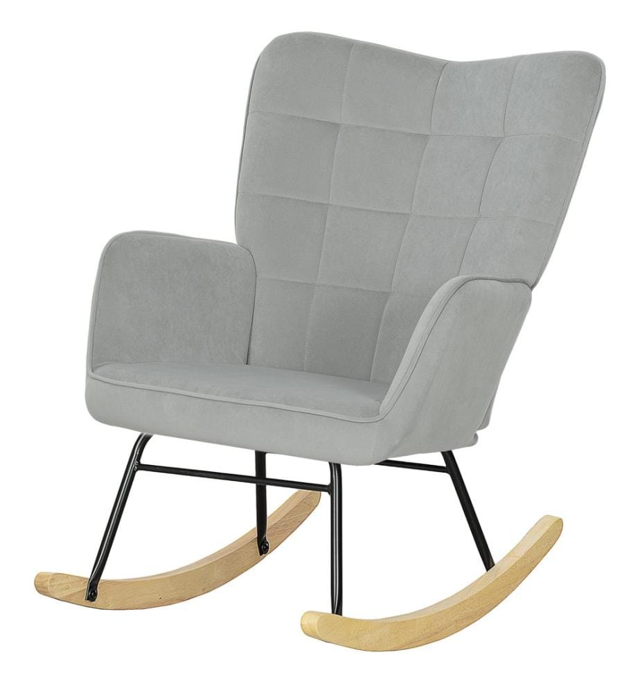 Fauteuil à bascule et fauteuil de détente aspect velours pour le salon et la chambre à coucher, gris clair
