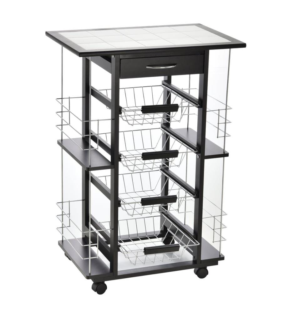Chariot de service, chariot de cuisine, îlot de cuisine 57 x 37 x 83 cm, noir