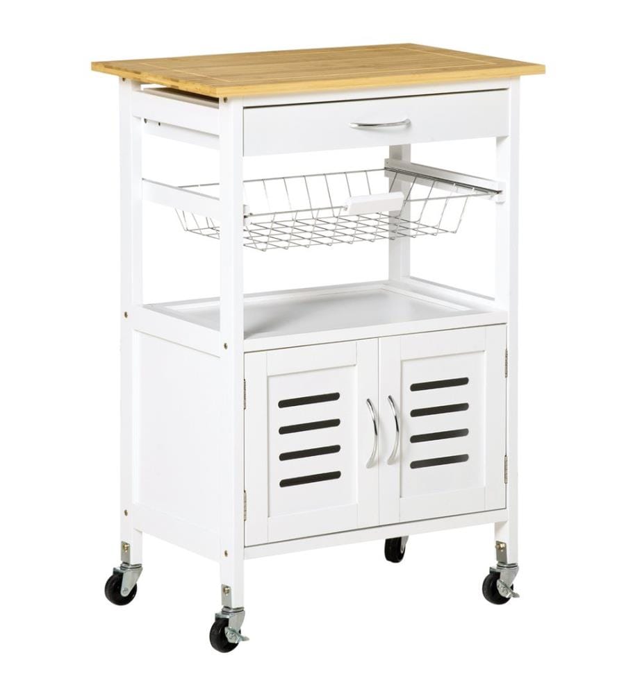 Chariot de service, chariot de cuisine, îlot de cuisine à 2 portes