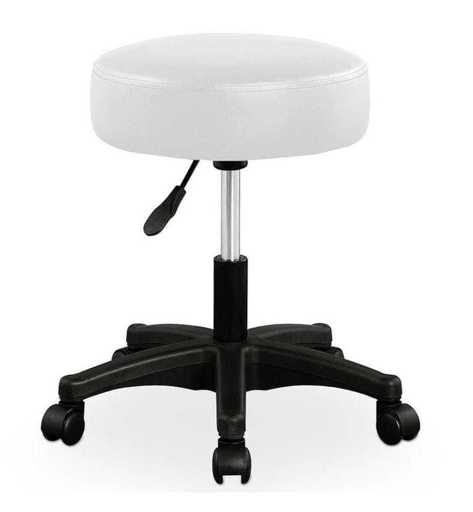 Tabouret à roulettes, tabouret de coiffure, blanc