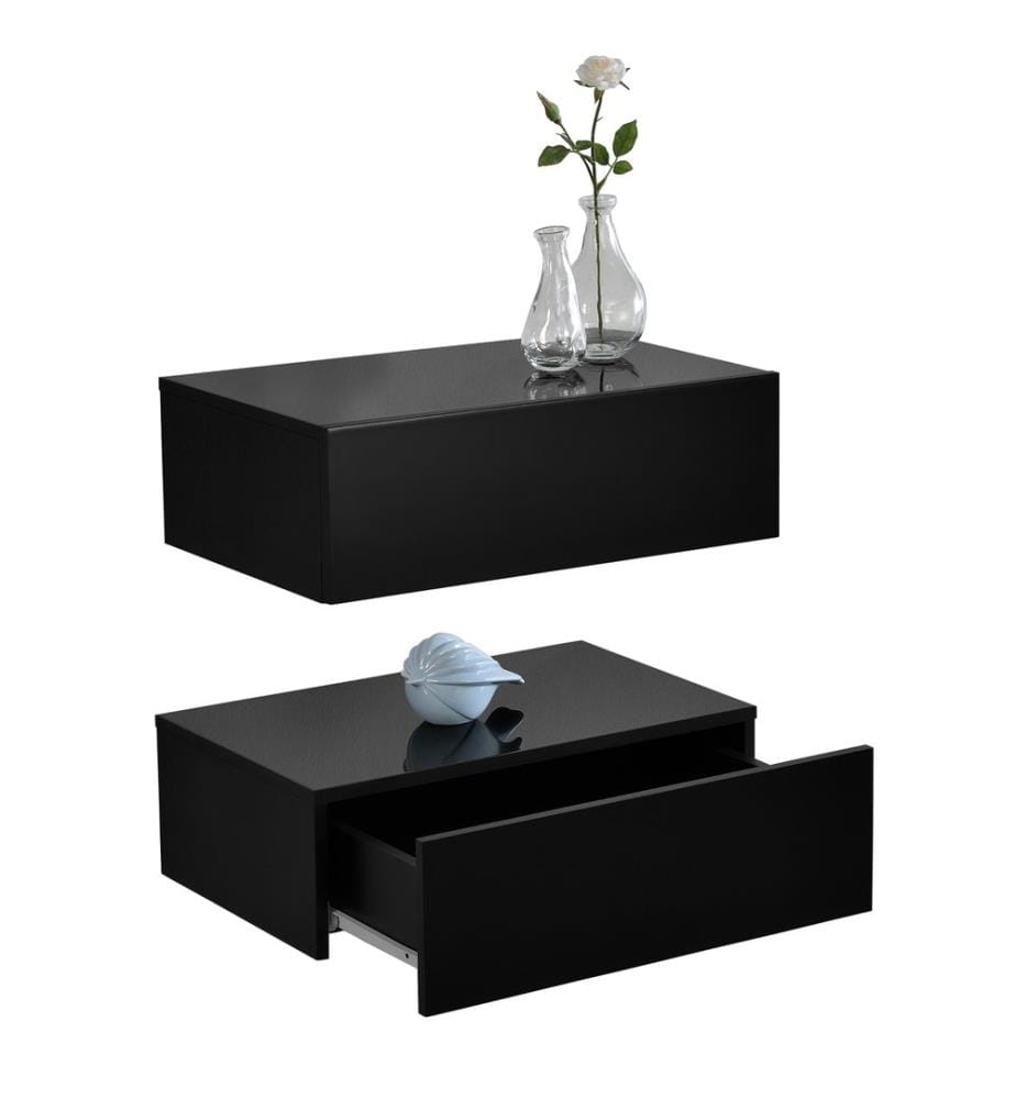 Étagère murale Madison, lot de 2, noir brillant, 46 x 30 x 15 cm