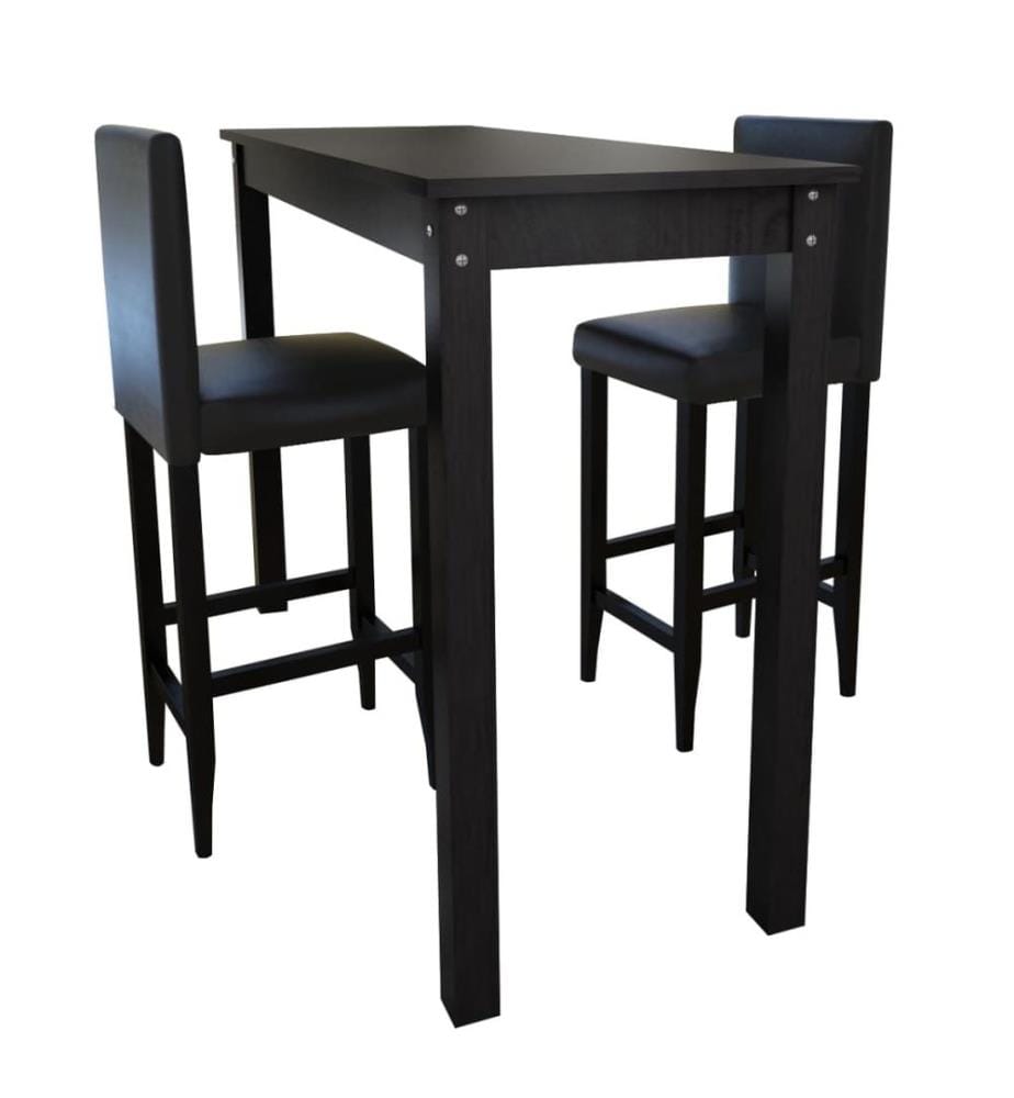 Set de 1 table de bar et 2 tabourets noir