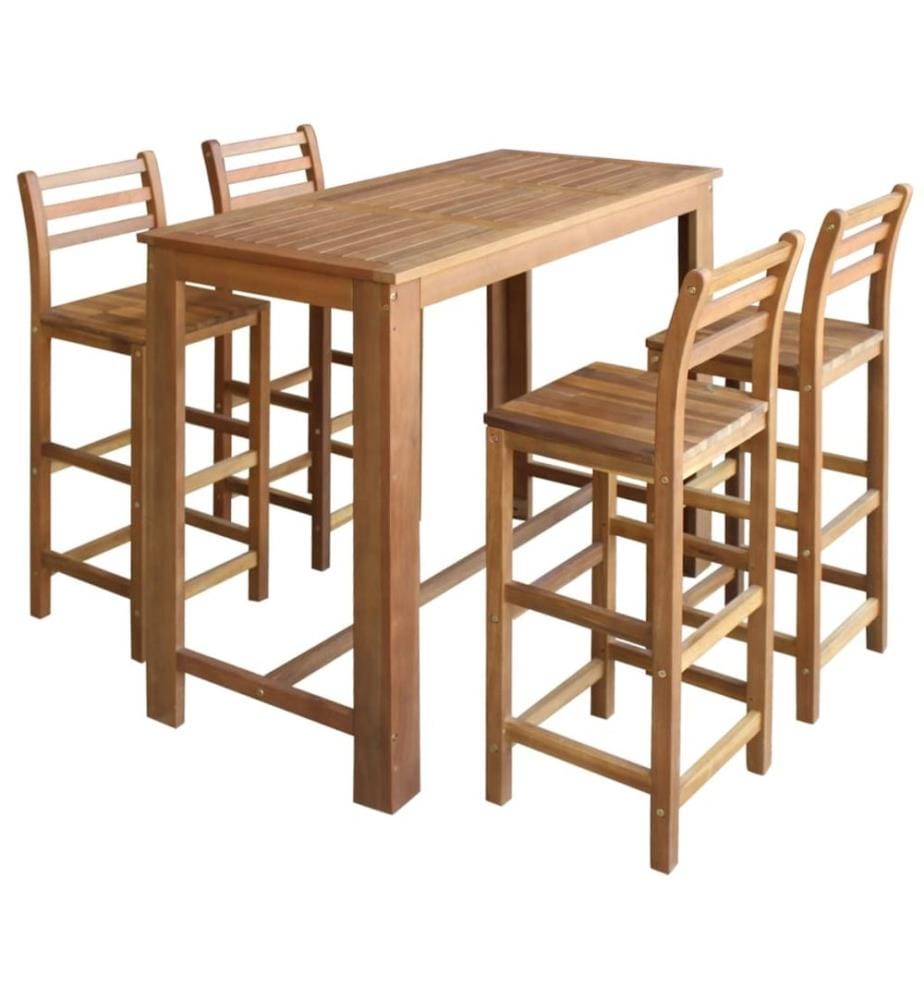 Table et chaises de bar 5 pcs Bois d'acacia massif