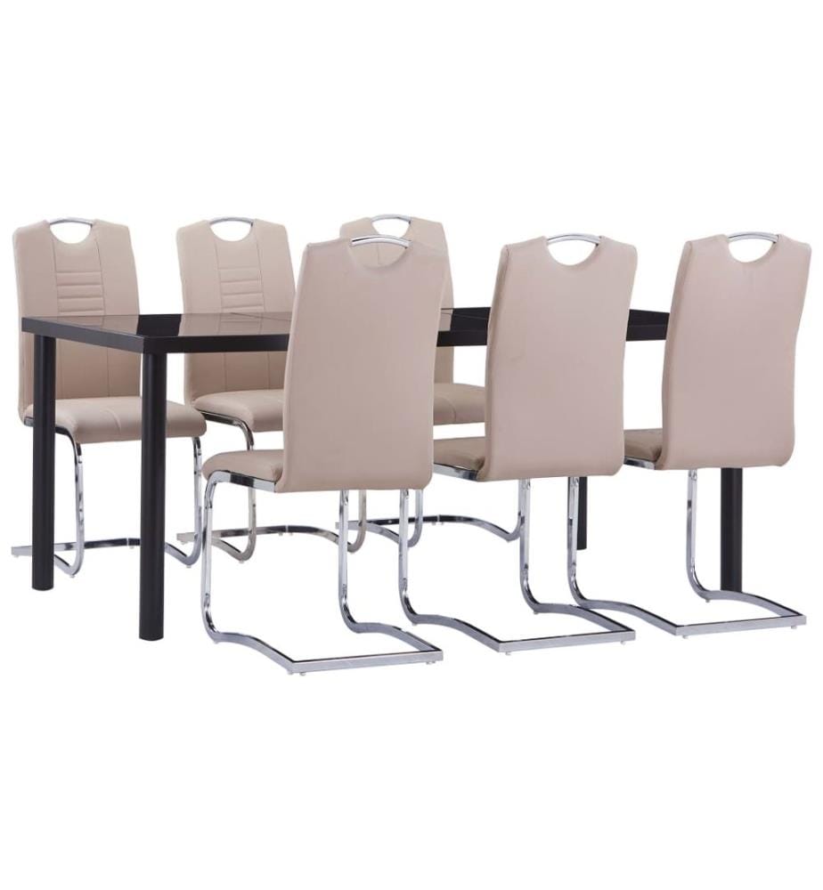 vidaXL Ensemble de salle à manger 7 pcs Similicuir Cappuccino