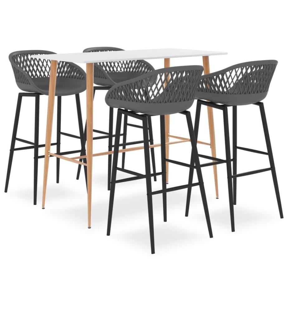 Ensemble de bar 5 pcs Blanc et gris