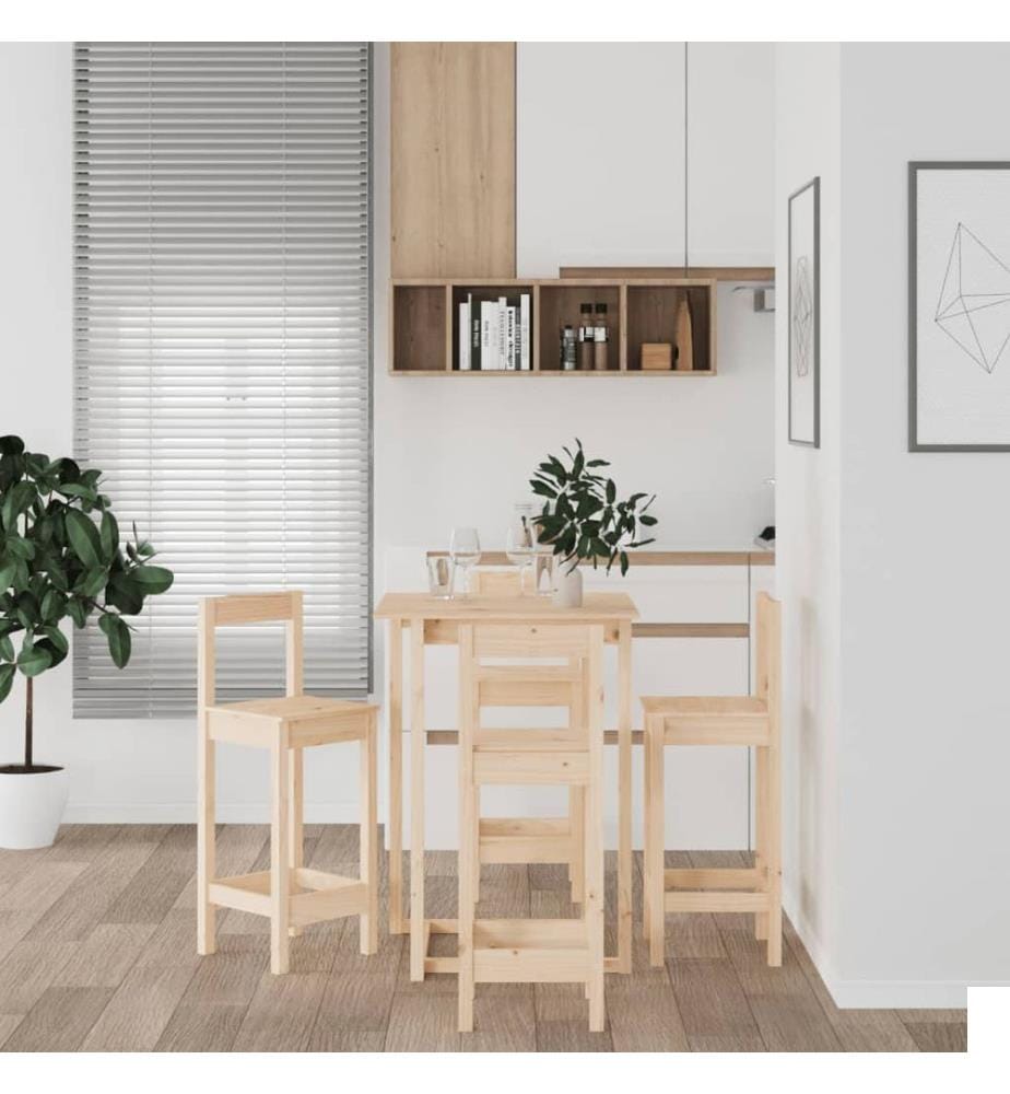 Ensemble de bar 5 pcs Bois de pin massif