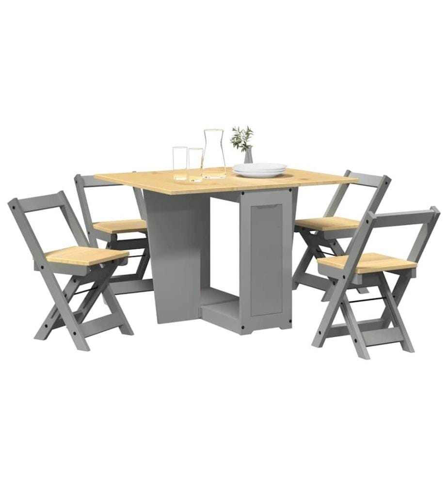 Ensemble à manger papillon 5 pcs Corona pliable gris bois pin