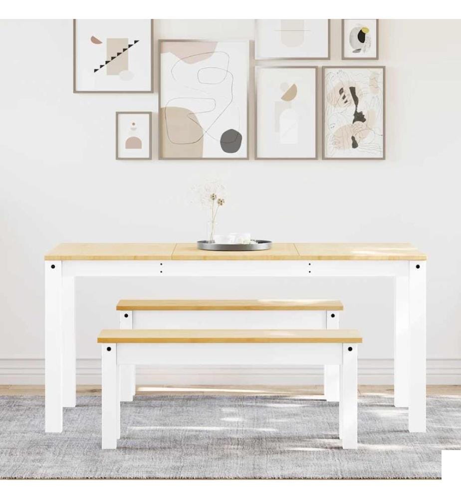 Ensemble à manger PANAMA 3 pcs blanc bois de pin massif