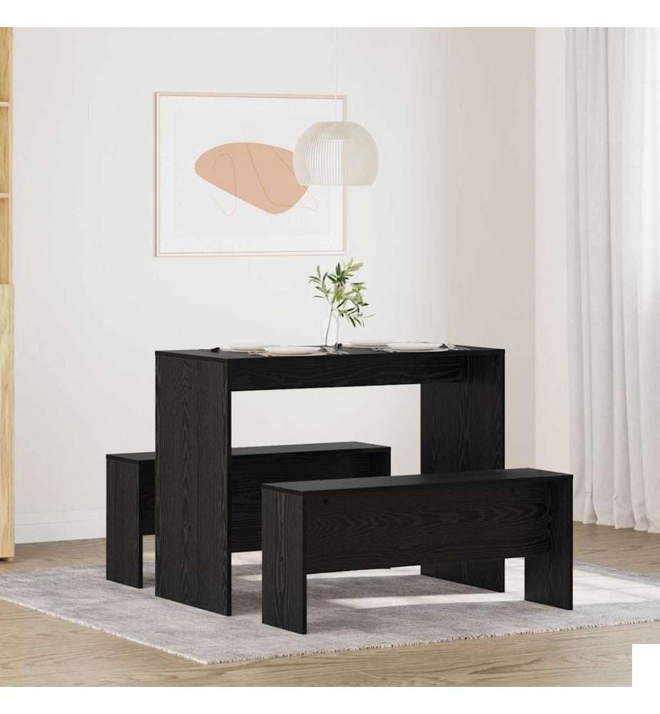 Ensemble de salle à manger 2 pcs Chêne noir Bois d'ingénierie