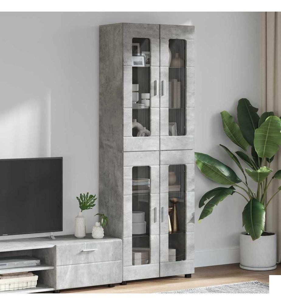 Haut Armoire avec étagère FLORIN Gris béton 60 x 35 x 182 cm