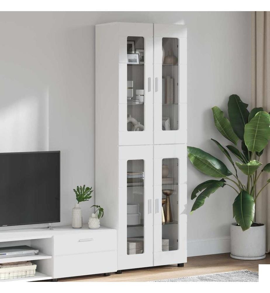 Haut Armoire avec porte FLORIN Blanc brillant 60 x 35 x 182 cm