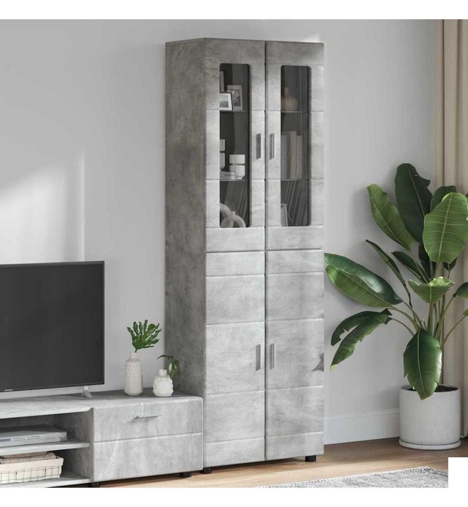 Haut Armoire avec étagère FLORIN Gris béton 60 x 35 x 182 cm