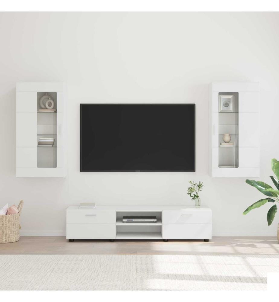 Ensemble meuble TV FLORIN 3 pcs Blanc Bois d'ingénierie