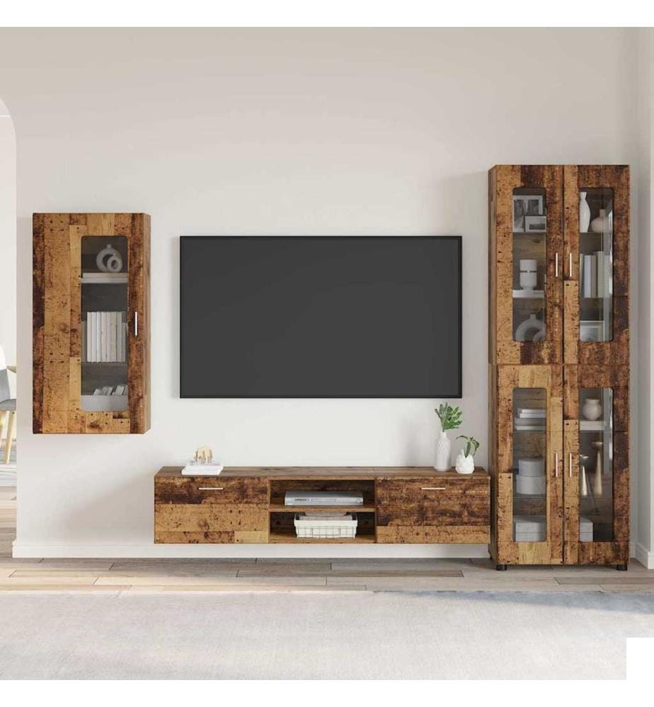 Ensemble meuble TV FLORIN 3 pcs Bois ancien Bois d'ingénierie