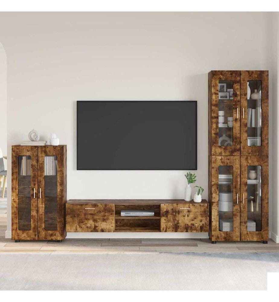 Ensemble meuble TV FLORIN 3 pcs Chêne fumé Bois d'ingénierie