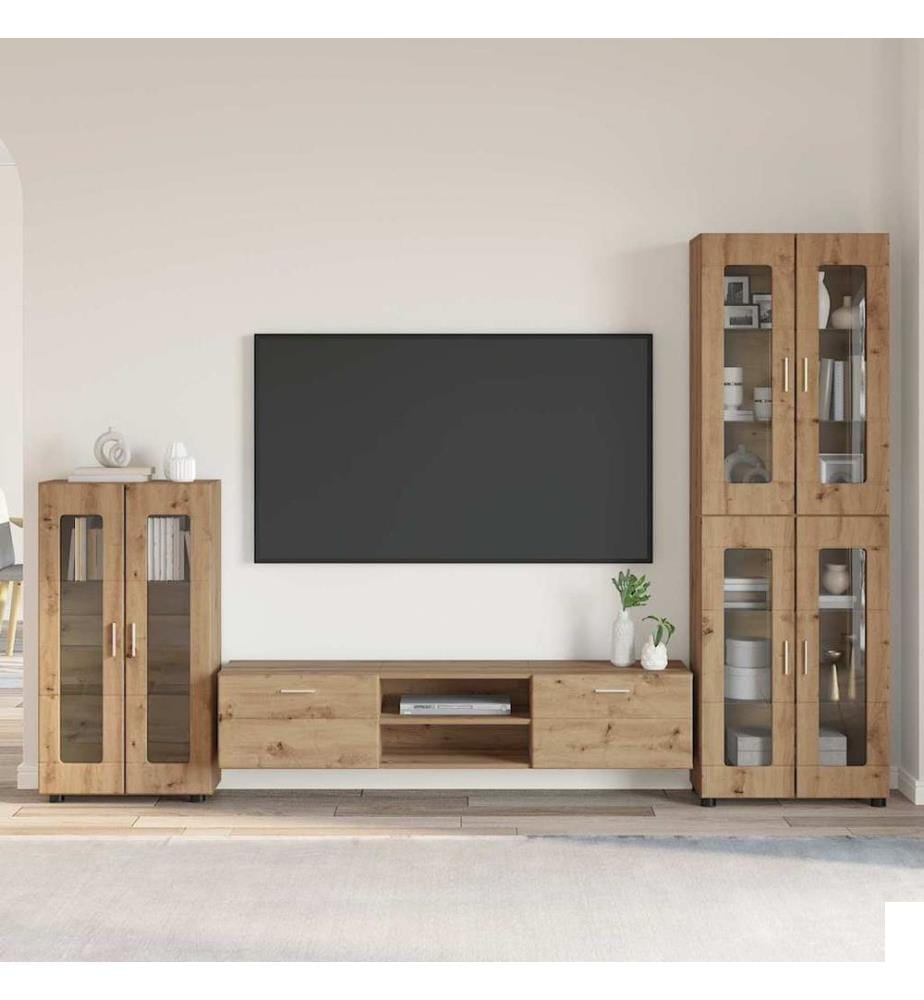 Ensemble meuble TV avec tiroir FLORIN 3 pcs Chêne artisanal