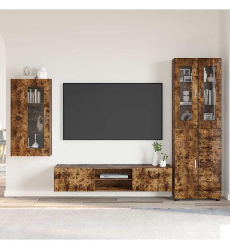Ensemble meuble TV FLORIN 3 pcs Chêne fumé Bois d'ingénierie