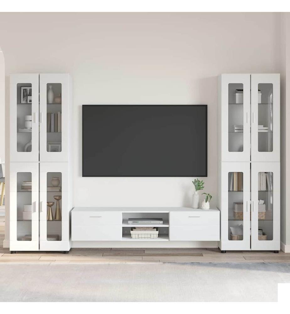 Ensemble meuble TV FLORIN 3 pcs Blanc Bois d'ingénierie