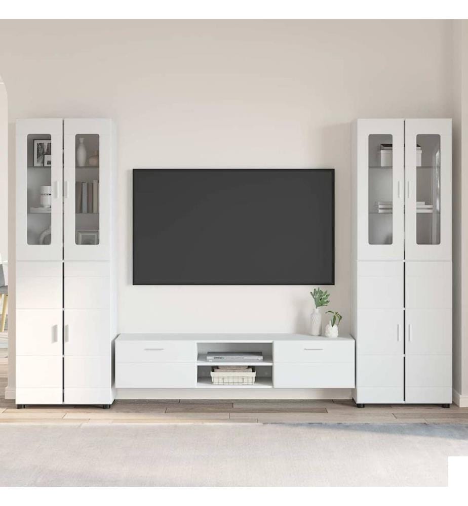 Ensemble meuble TV FLORIN 3 pcs Blanc Bois d'ingénierie