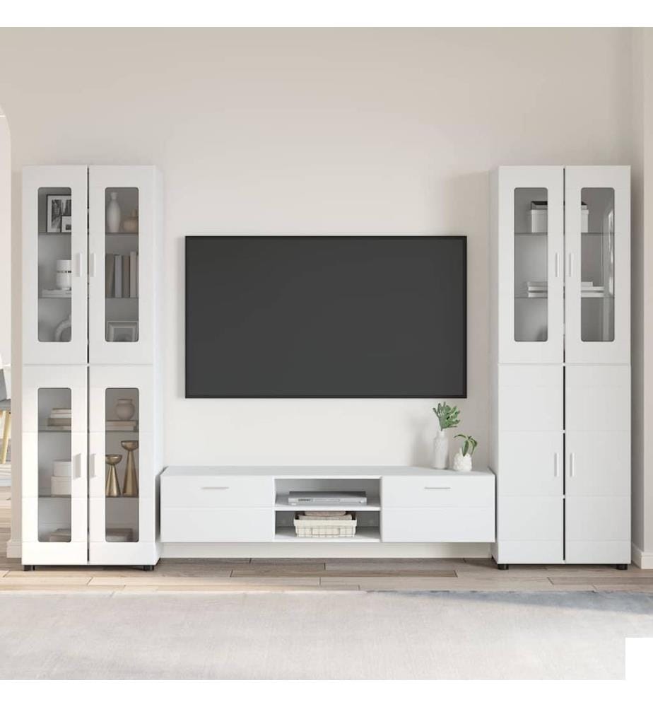 Ensemble meuble TV FLORIN 3 pcs Blanc Bois d'ingénierie