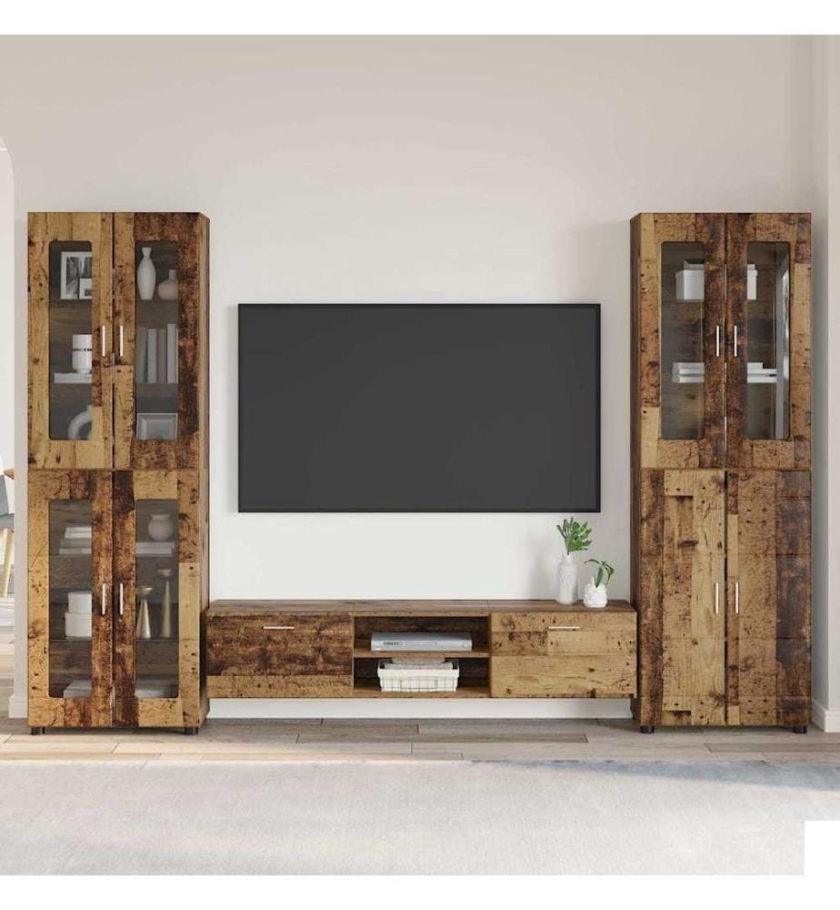 Ensemble meuble TV FLORIN 3 pcs Bois ancien Bois d'ingénierie