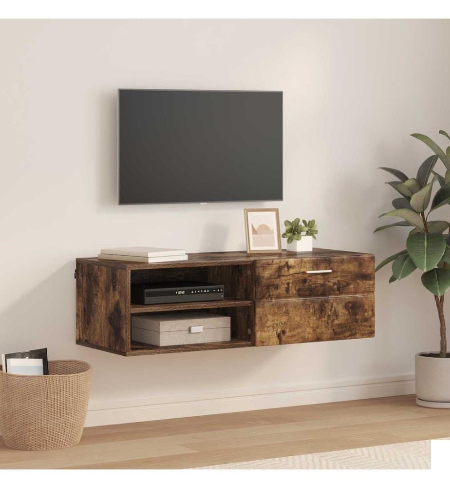 vidaXL Cabinet en Bois Chêne fumé 100,5 x 39 x 30 cm Bois d'ingénierie