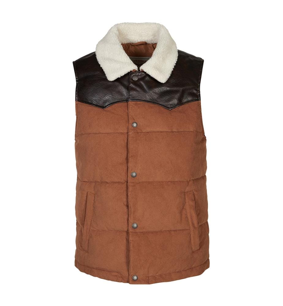 Doudoune sans Manches Western Mixed Media Stand Collar
