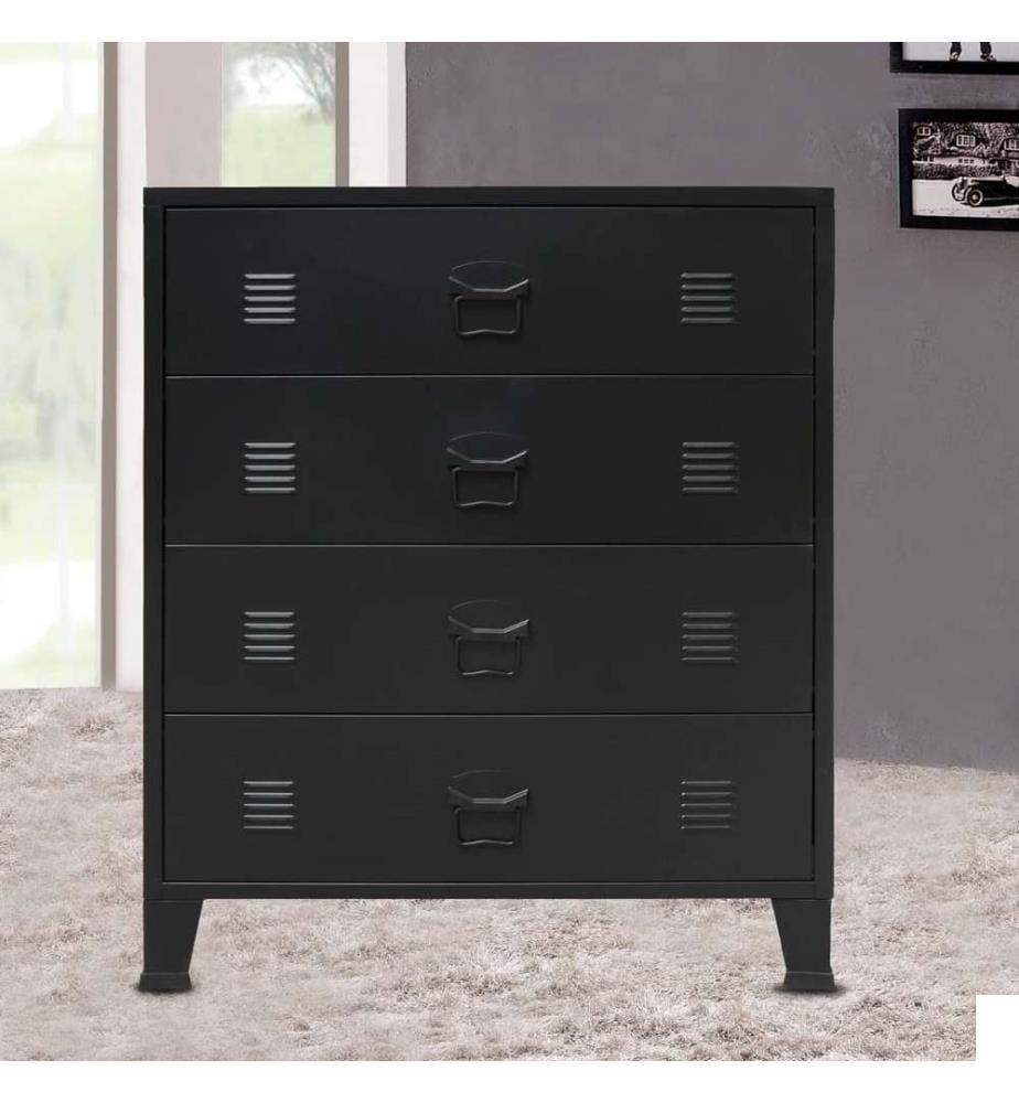 Commode à tiroirs Métal Style Industriel 78 x 40 x 93 cm Noir
