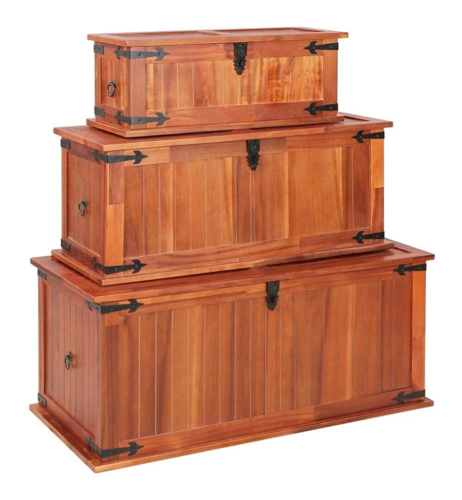 Coffres de rangement 3 pcs Bois d'acacia solide