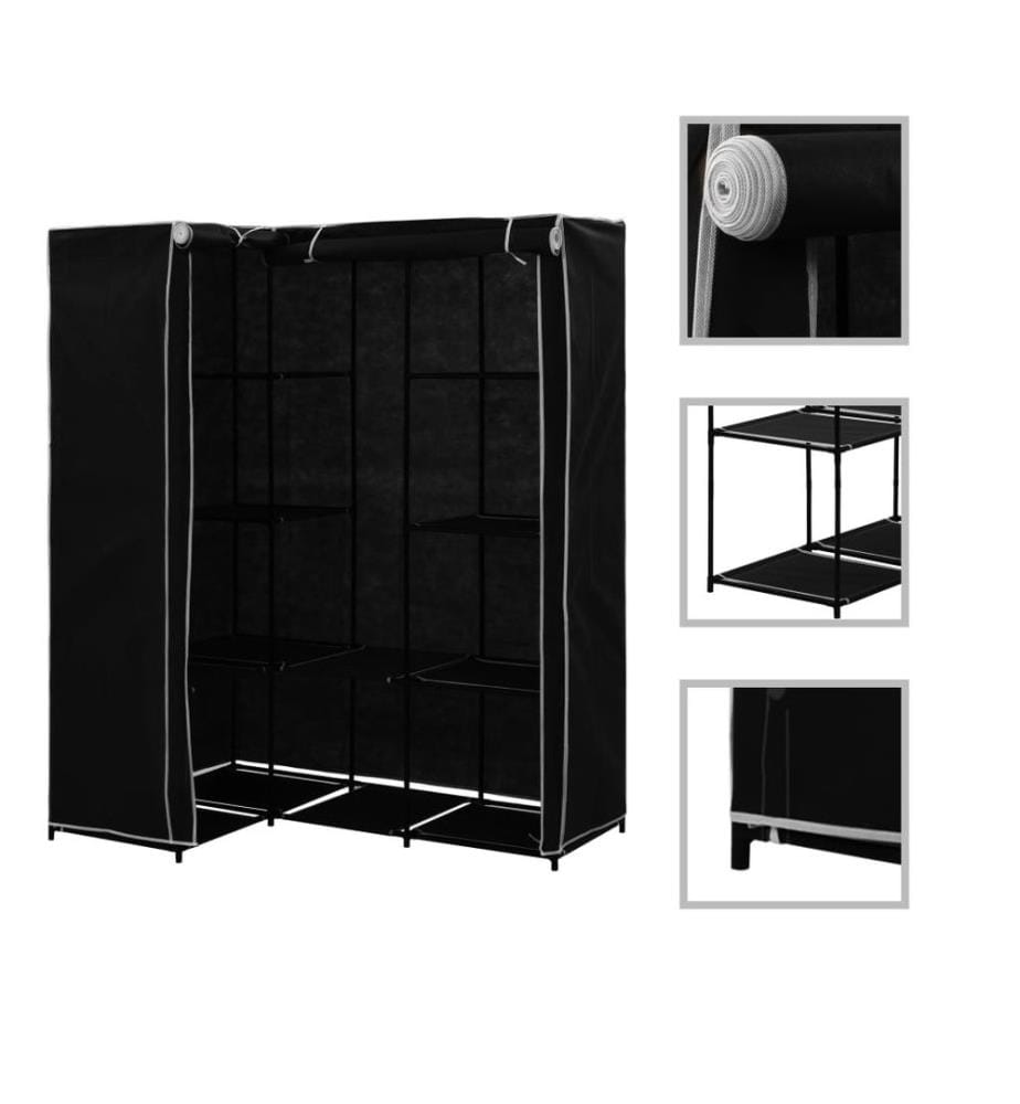 Garde-robe d'angle Noir 130x87x169 cm