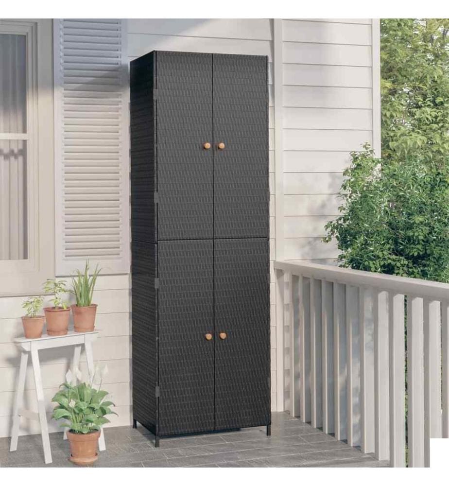 Armoire de rangement de jardin Noir 59x40x180 cm Résine tressée