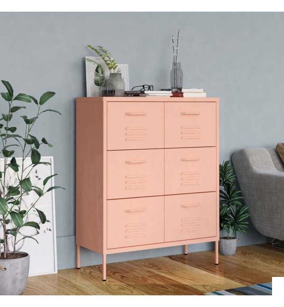 Armoire à tiroirs Rose 80x35x101,5 cm Acier