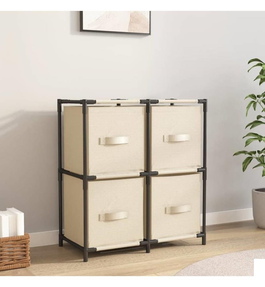 Armoire de rangement 4 paniers en tissu Crème 63x30x71 cm Acier