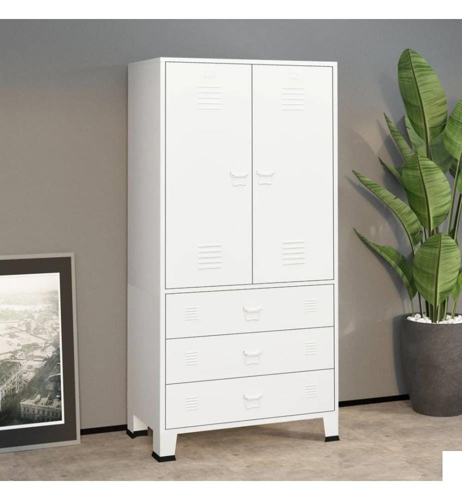 Garde-robe Blanc 90x50x180 cm Métal