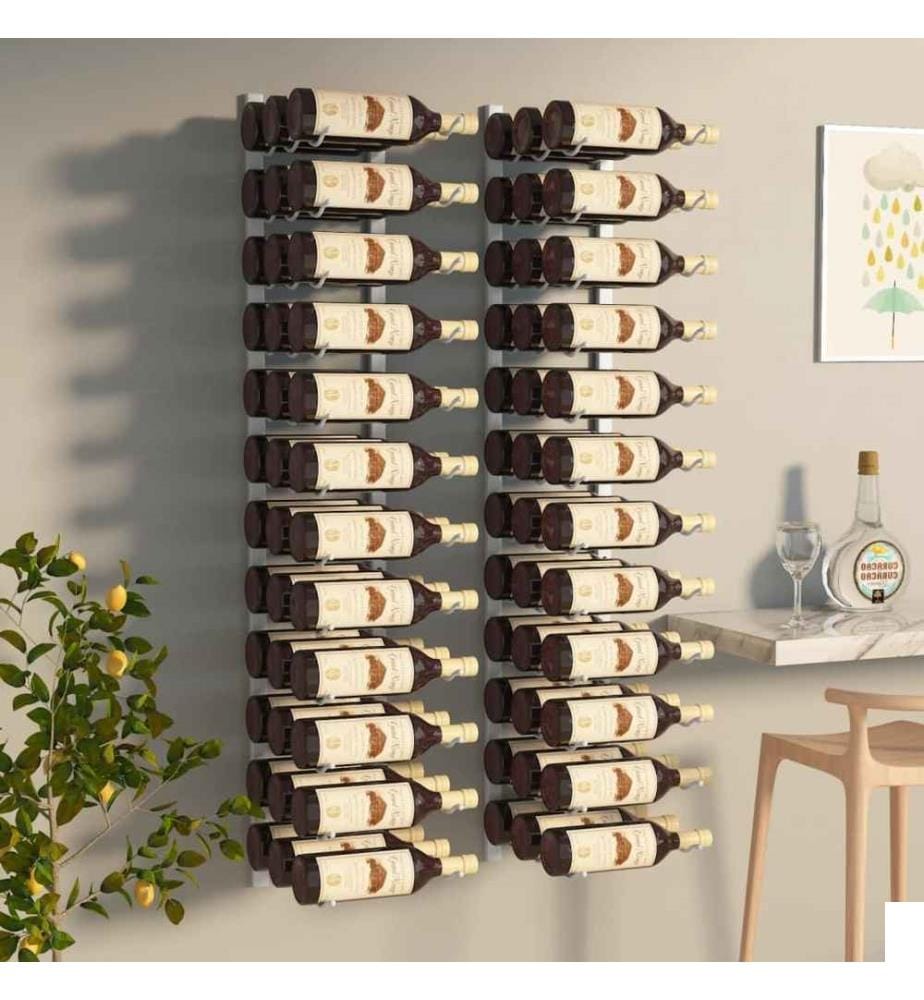 Casier à vin mural pour 36 bouteilles 2 pcs Blanc Fer