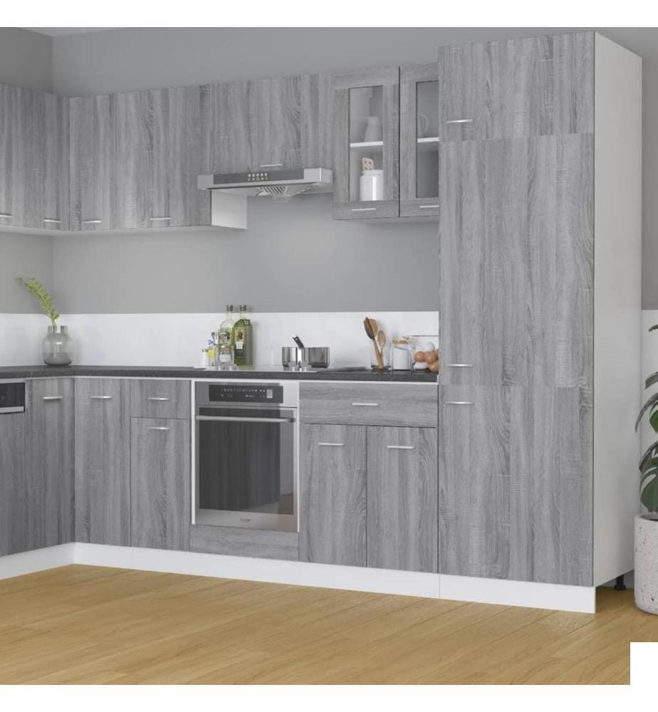 Armoire vitrée suspendue Sonoma gris 60x31x60cm Bois ingénierie