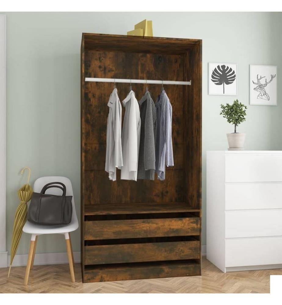 Garde-robe Chêne fumé 100x50x200 cm Bois d'ingénierie