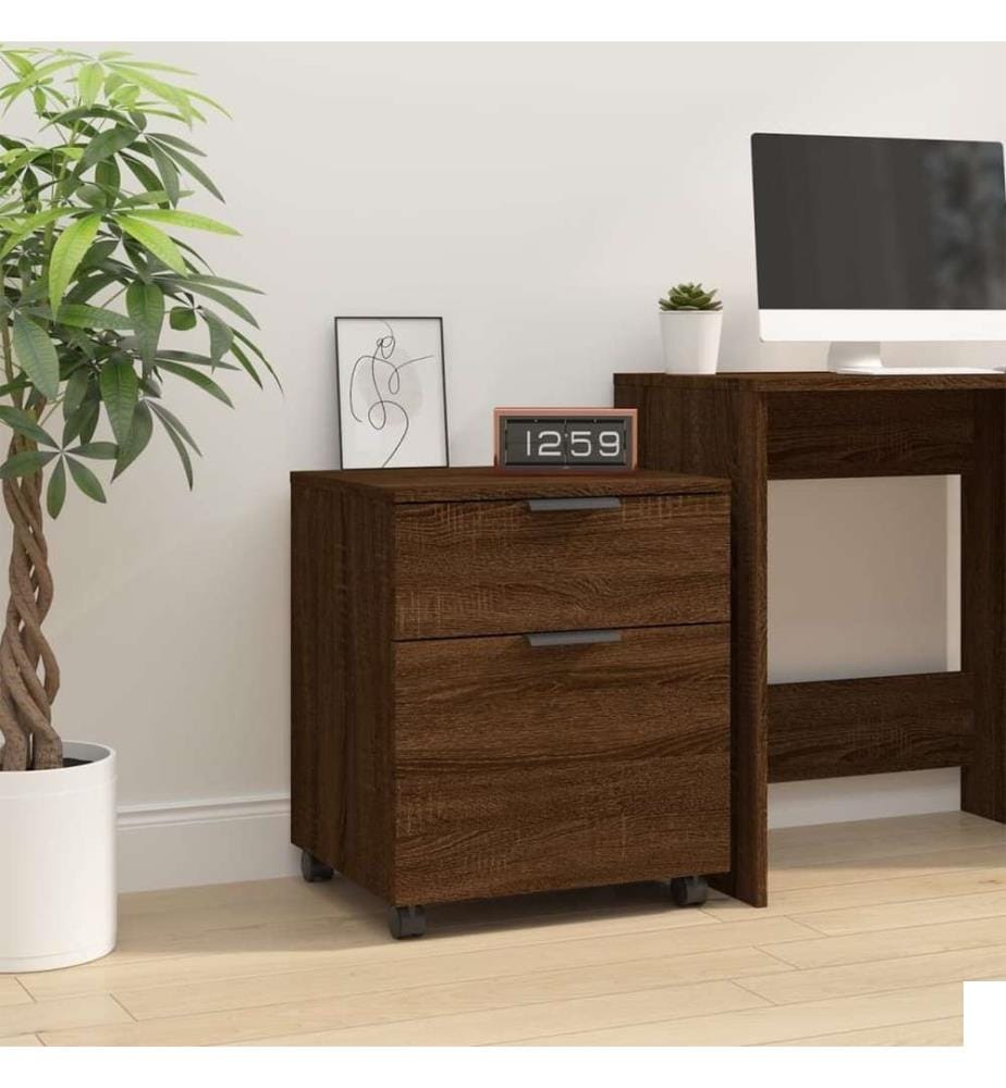 Classeur mobile avec roues Chêne marron 45x38x54 cm Bois