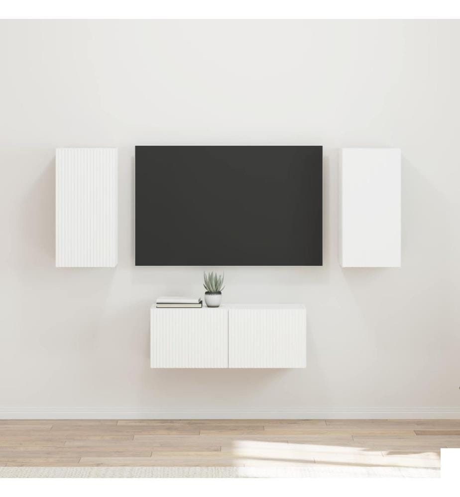 vidaXL Ensemble meuble TV Montage mural 6 pcs Blanc Bois d'ingénierie