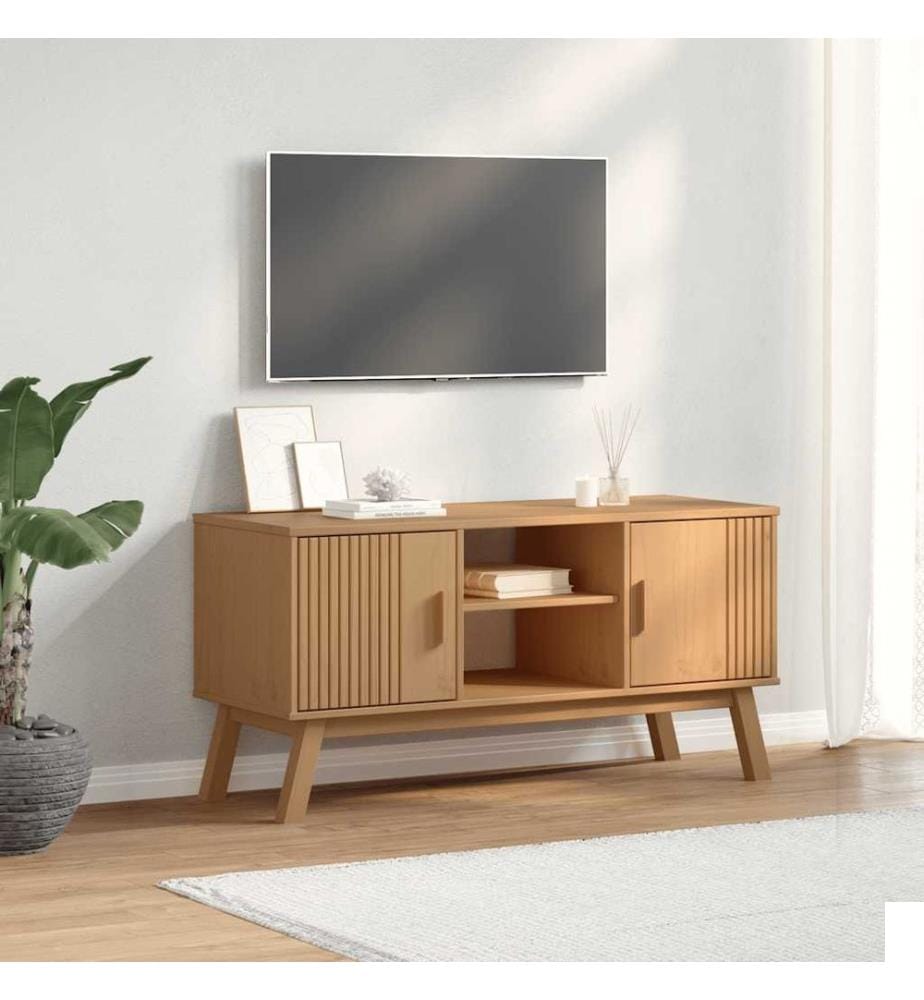 vidaXL Meuble TV OLDEN marron 114x43x57 cm bois de pin massif
