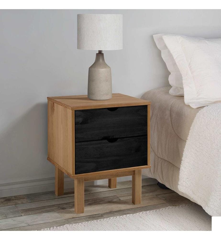 vidaXL Table de chevet OTTA Noir 45 x 39 x 57 cm Bois de pin massif