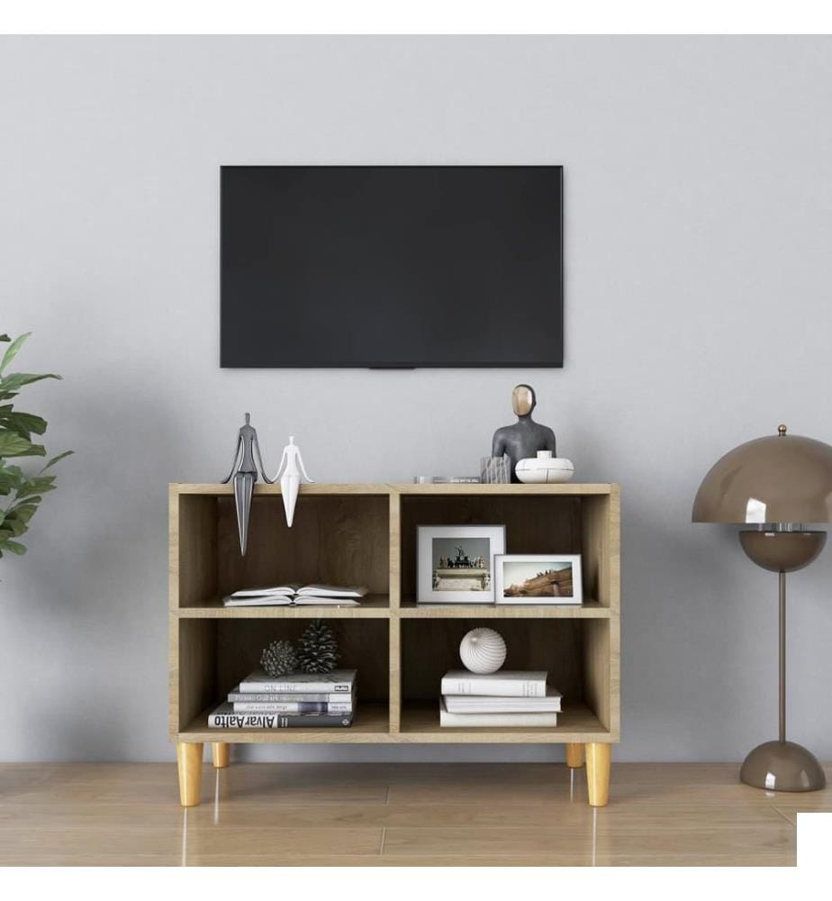 vidaXL Meuble TV avec pieds en bois massif Chêne sonoma 69,5x30x50 cm