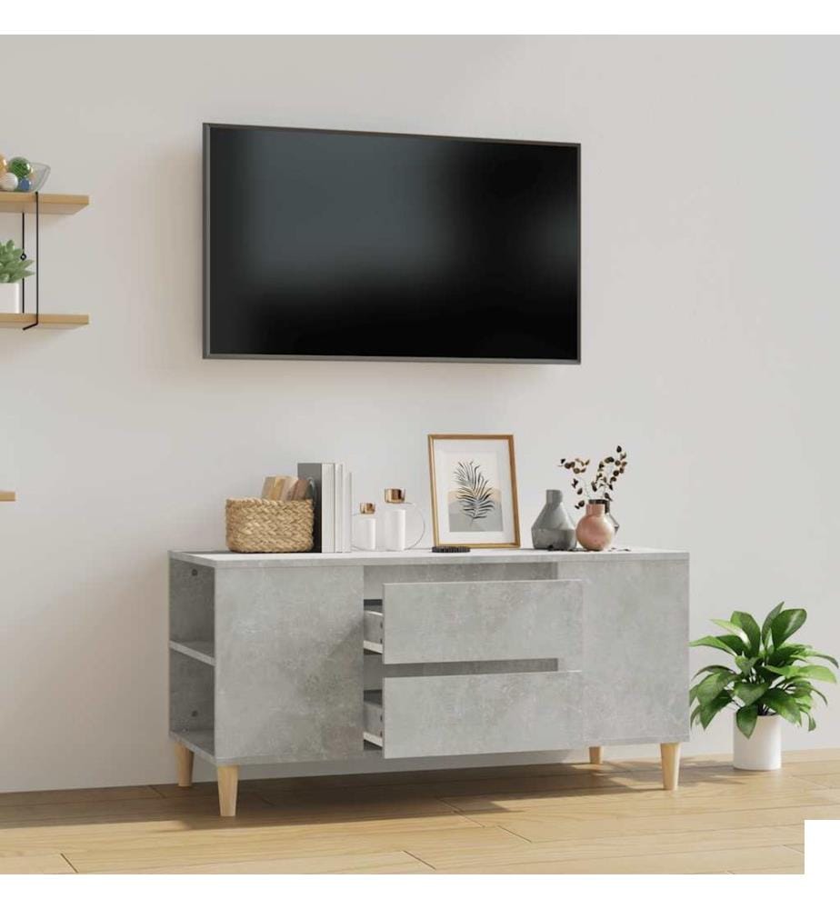 vidaXL Meuble TV Gris béton 102x44,5x50 cm Bois d'ingénierie