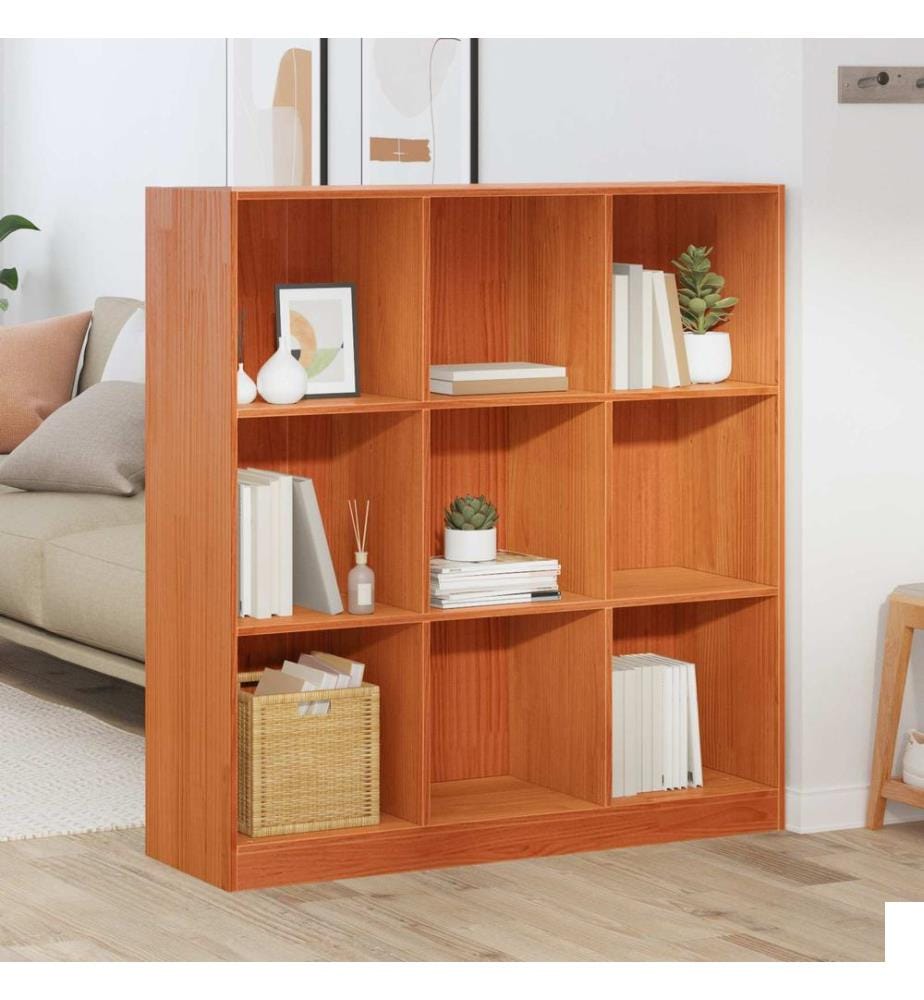 vidaXL Bibliothèque Brun cire 104 x 33 x 110 cm Pin massif