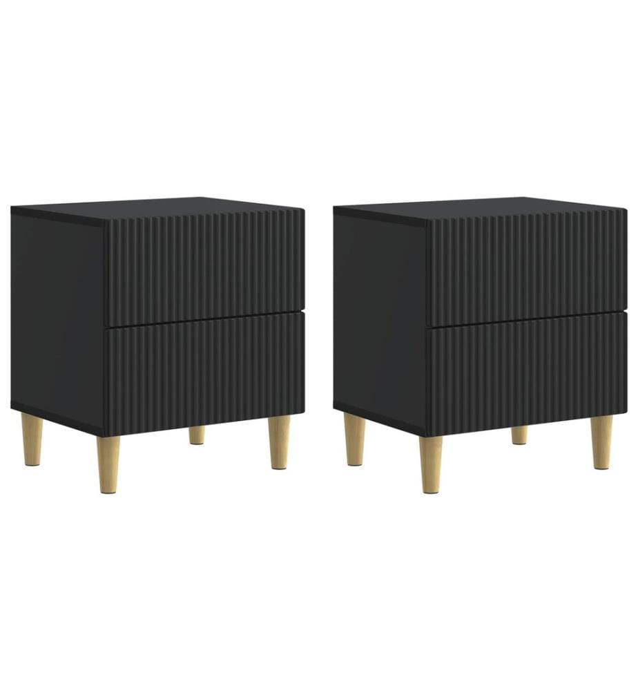 vidaXL Cabinet de chevet avec tiroir 2 pcs Noir 43 x 34,5 x 48 cm
