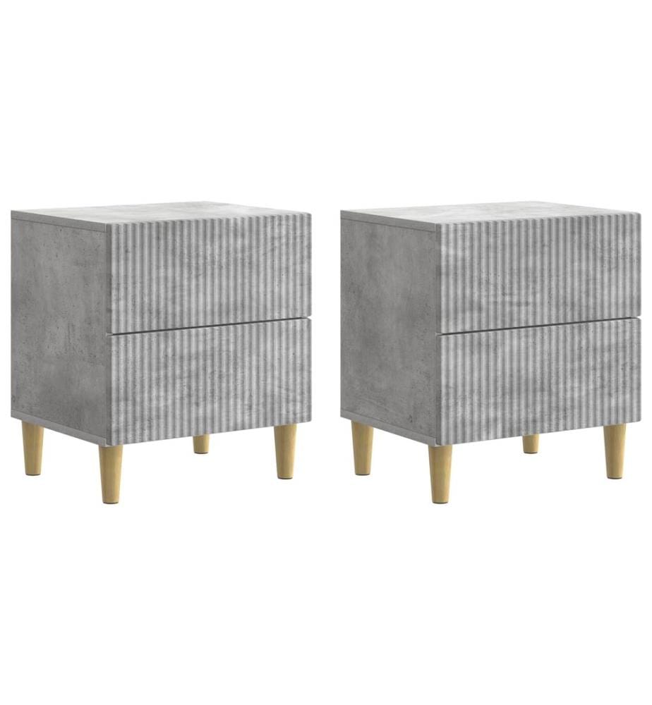 vidaXL Cabinet de chevet 2 pcs Gris béton 43 x 34,5 x 48 cm