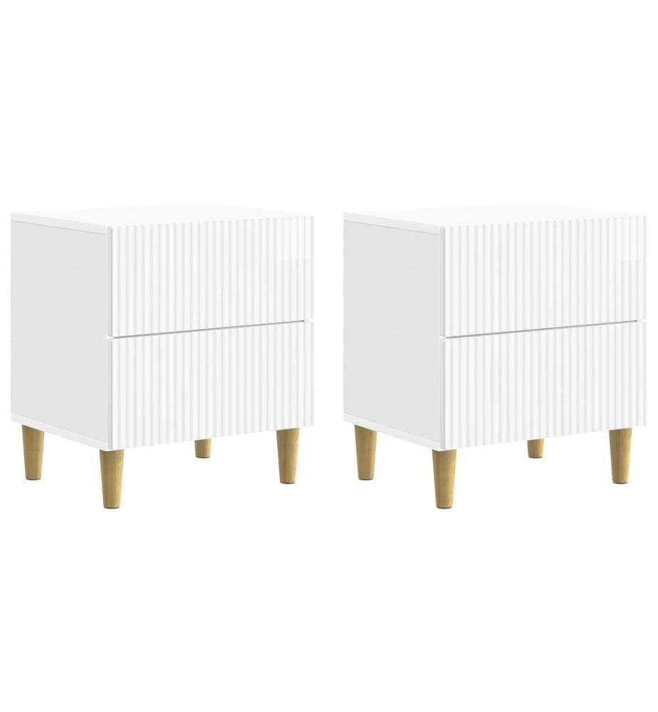 vidaXL Cabinet de chevet 2 pcs Blanc brillant 43 x 34,5 x 48 cm