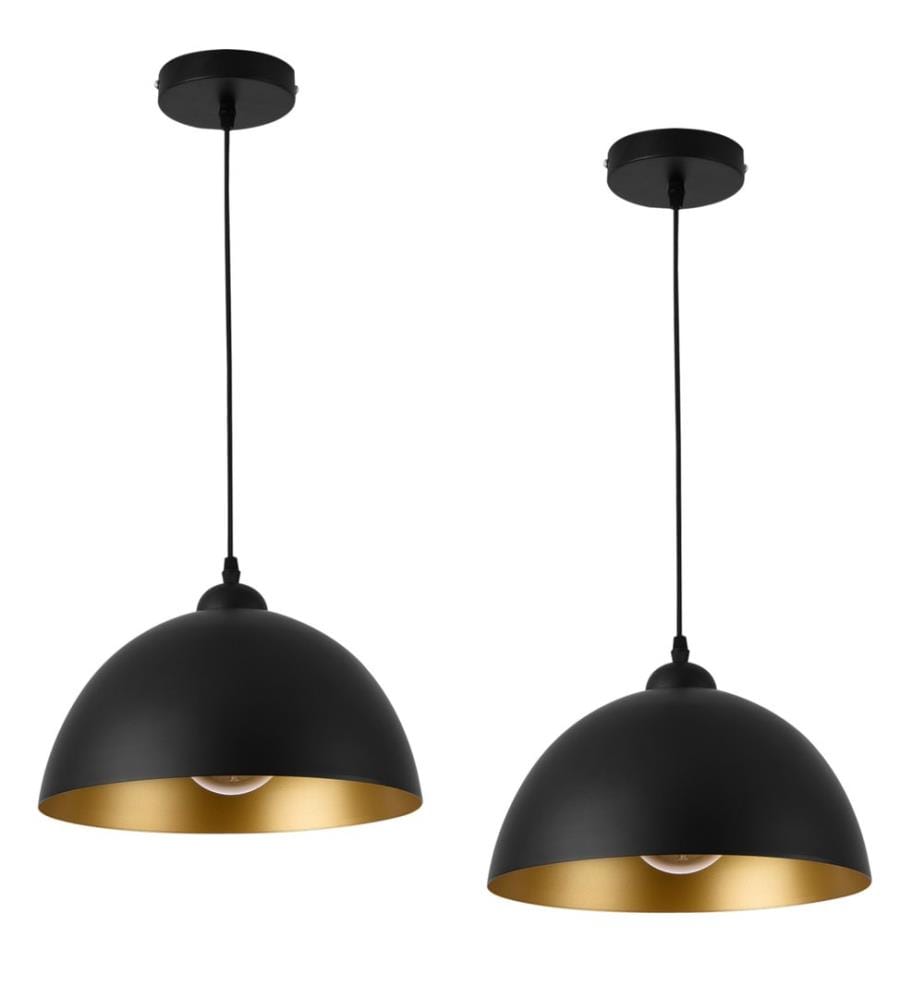 Lot de 2 lampes à suspendre Toulon E27 métal noir or