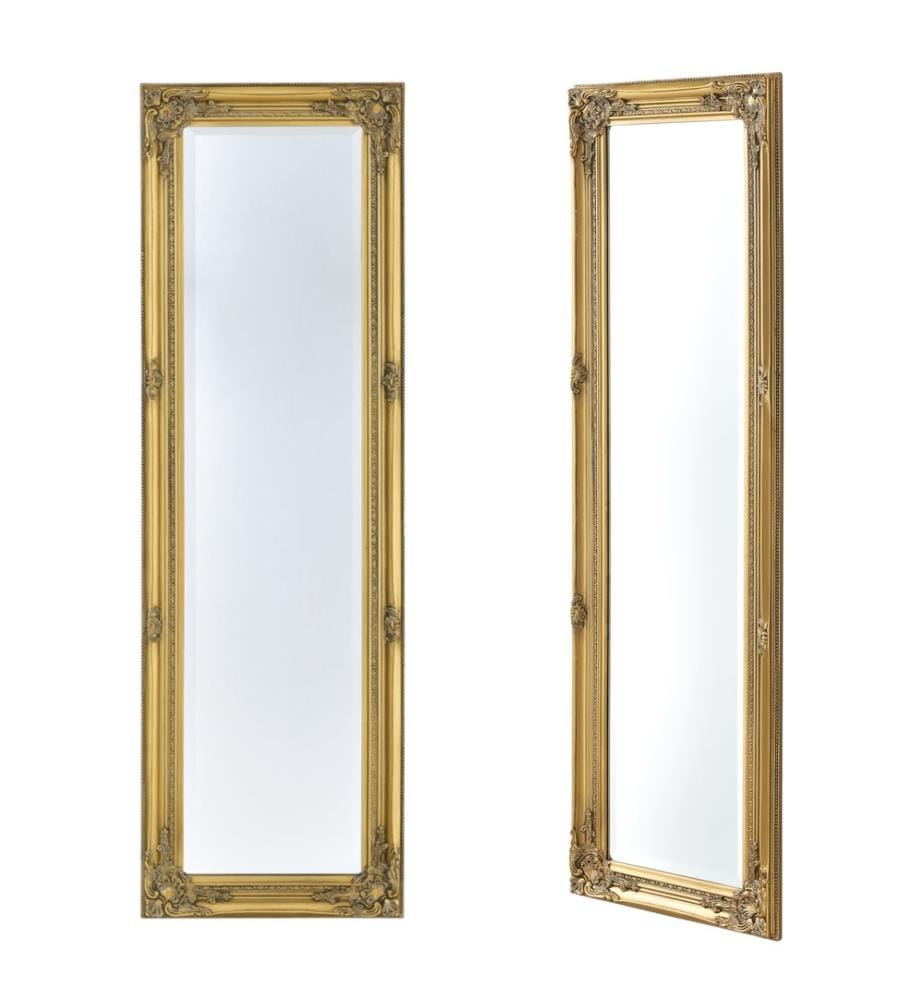 Miroir mural Livorno 132x42 cm Miroir corps entier Or antique
